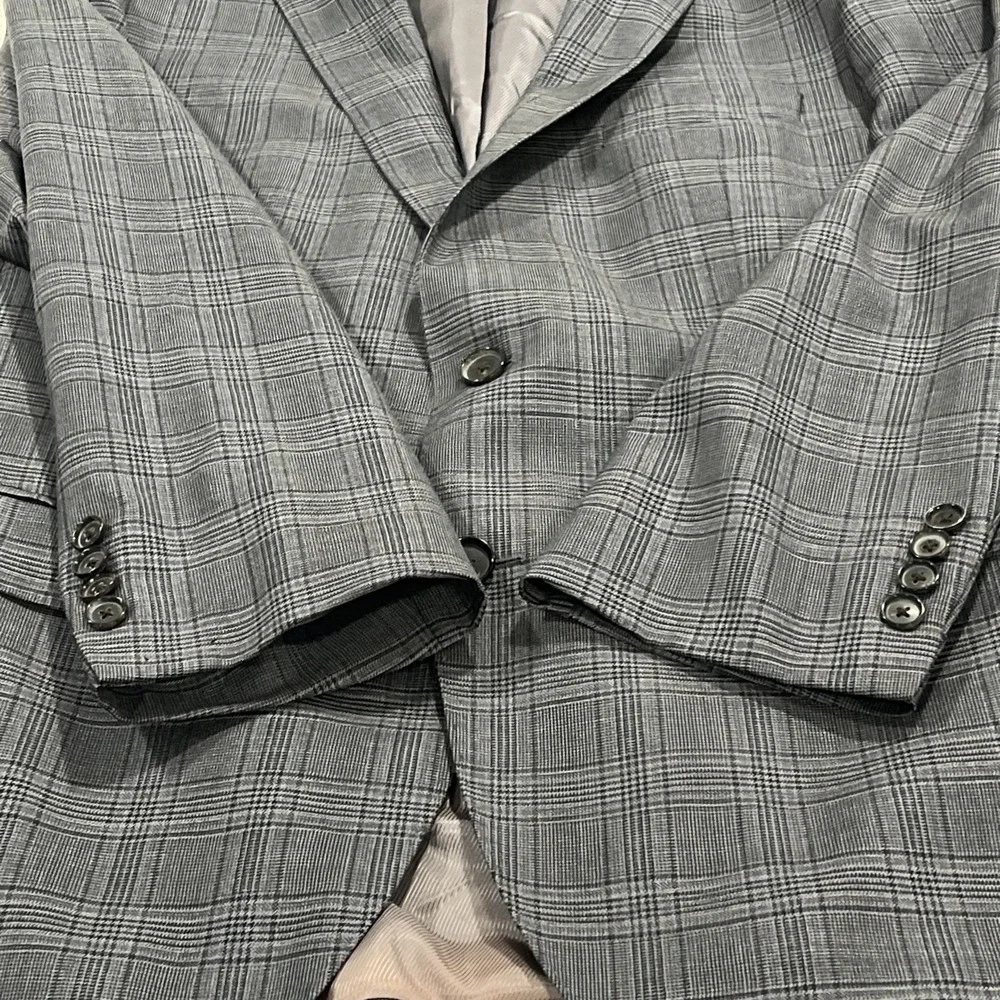 BOSS Hugo Boss Men's Tesse Biella Wool Gray Plaid Blazer Sport Coat Jacket 42R